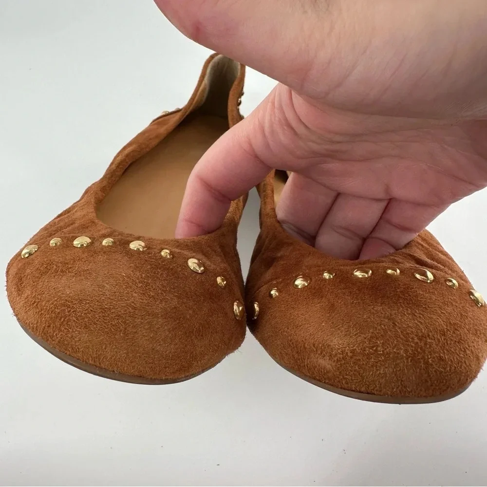 J crew womens ballet flats size 6.5 brown Italian suede  hidden wedges